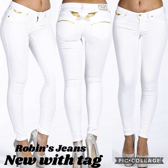 white and gold jeans